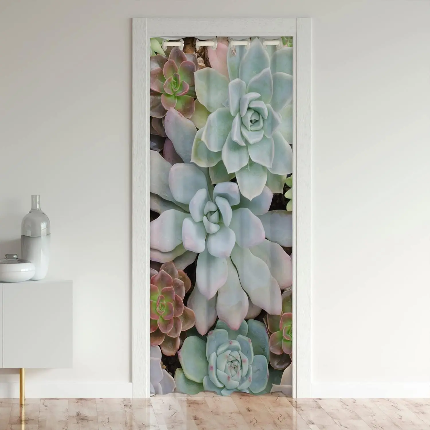 Feelyou Boho Succulent Grommet Curtain - 1 Panel Thermal Insulated Room Decor Curtain, Green Botanical Privacy Home Textile, Machine Washable for Bedroom, Kitchen, Window Closet Door, Grommet Curtains