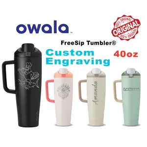 Owala FreeSip Tumbler 40oz Laser Engraved Insulated Stainless Steel Water Bottle with Custom Name for Coffee Tea Gift for Her