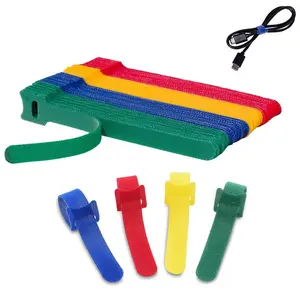 50pcs Reusable Adjustable Fastening Straps, Durable Microfiber Tie-Downs, Multi-Purpose Hook & Loop Cable Organizer for Home Office Travel Garage Gardening