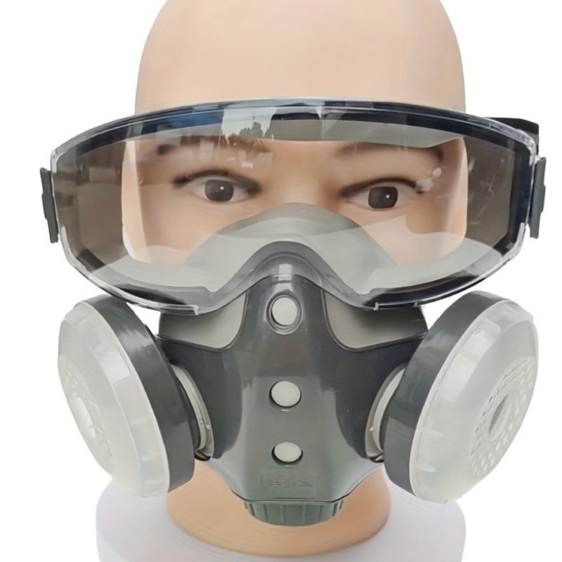 Dust-proof Integrated Respirator Mask, Reusable Half Mask with Goggles, Anti-dust Mask for Spray Painting & Woodworking Projects