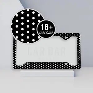 Polka Dots License Plate Frame, Black and White Polka Dot Car Decor, Retro License Plate Cover, Cute Girly Teen Car Gift Idea