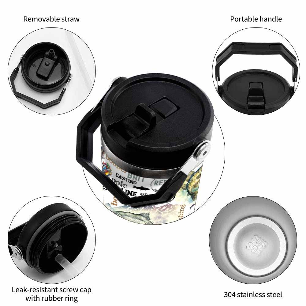 Fishing Themed Car Cup Tumbler (40oz/30oz/20oz) Bass Fish Angler Print Stainless Steel Insulated Travel Mug Outdoor Fishing Gear Boat Camping Father's Day Gift Outdoorsmen summerwins Summervibes, dealsforyou, midyearsale, restock, dealsforyoudays, DFYD
