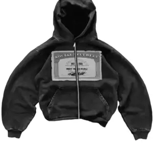 What's Ur Social Hoodie - Black Zip-Up with Social Security Print for Comfortable Wear