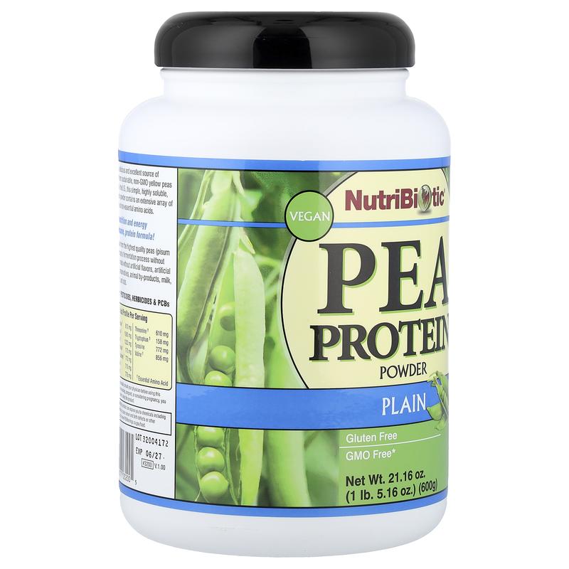 NutriBiotic Pea Protein Powder, Plain, 1 lb 5.16 oz (600 g)