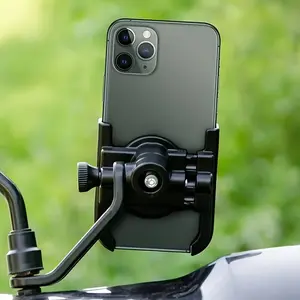 Durable Phone Mount PQ2142571 Aluminum Alloy Motorcycle Mount with Shock Absorption for Navigation & Hands-Free Use Black Cellphone Stand Motorbike
