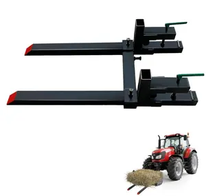 43 Inch Clamp On Pallet Forks 2000Lb Heavy Duty Adjustable Stabilizer Bar Cast Iron Powder Coated Quick Attach Skid Steer Loader Farm Construction