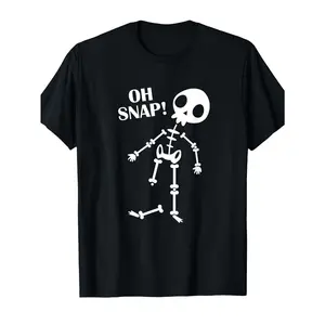 Hilarious Fracture! Ouch! Broken Leg Skeleton Pattern T-Shirt - Soft crew neck t-shirt - Casual and comfortable fit, funny injury joke apparel, humorous broken leg skeleton print, suitable for everyday wear.