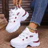 White platform casual shoes designed for women, featuring a non-slip thick sole, breathable and comfortable, suitable for daily wear, dates, and street style outfits, versatile and durable for all seasons.