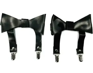 Black Faux Leather Garters (set of 2)