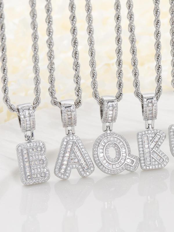Zircon letter pendant necklace, party fashion jewelry, everyday outfit accessory, trendy and versatile exquisite birthday gift jewelry, letter necklace, name initial necklace, daily jewelry match