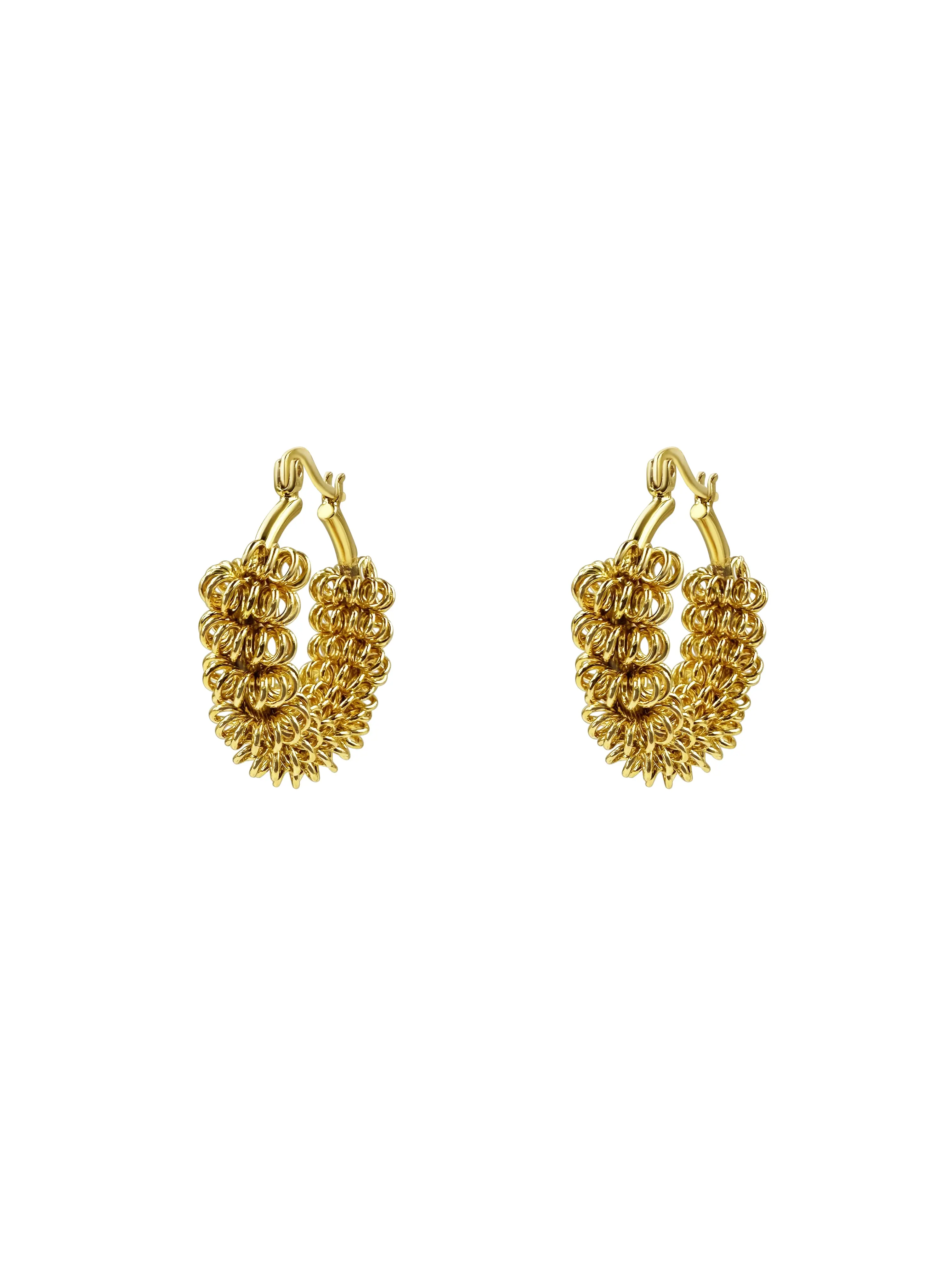 Gold Chainmail Mesh Hoop Earrings