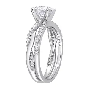MoissanIce Moissanite 1.60 cttw Crossover Engagement Ring