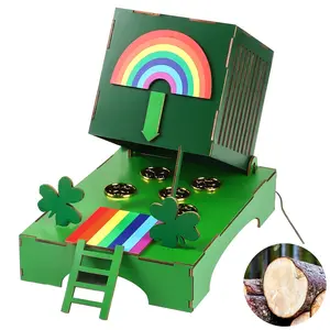 St Patrick's Day Leprechaun Trap Kit, DIY Wood Craft Leprechaun Trap Box with Rope, Controlled Trap, St Patricks Day Decorations