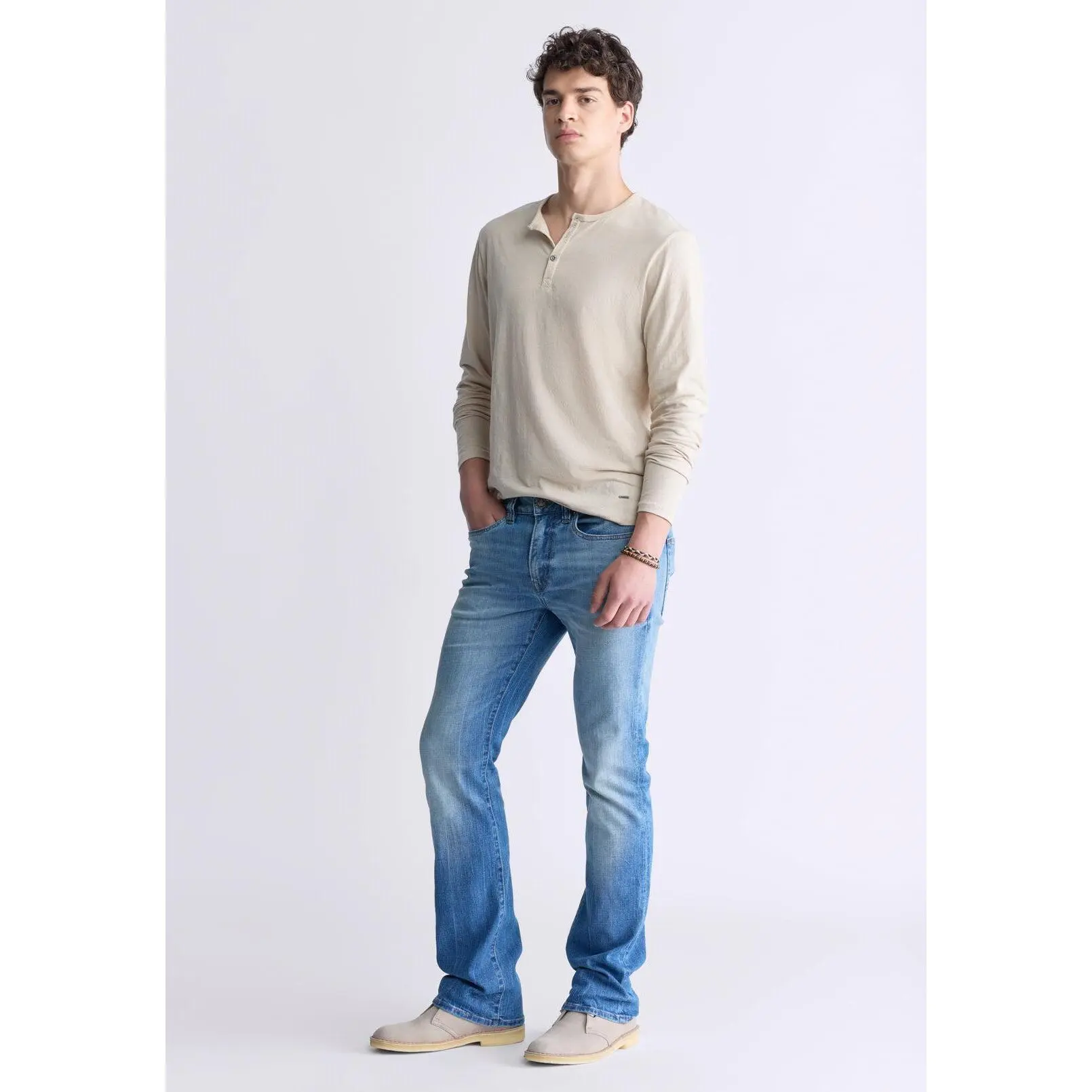 King Men's Slim Boot Jeans, Veined and Sanded - BM26004