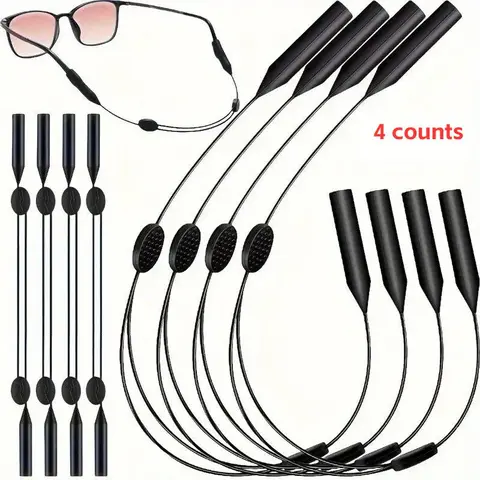 Adjustable Sunglasses Lanyard, 4 Counts Glasses Straps, Comfortable Practical Glasses Fixers, Outdoor Sports Eyewear Retainers, Adjustable Lanyards