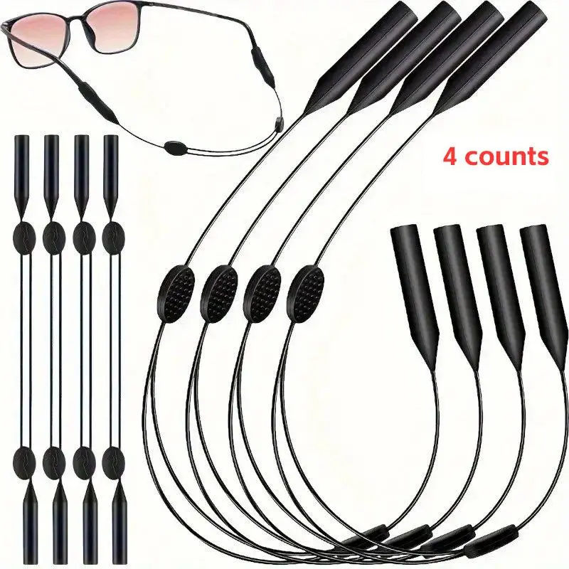 Adjustable Sunglasses Lanyard, 4 Counts Glasses Straps With Lanyard, Comfortable Practical Glasses Fixers, Outdoor Sports Eyewear Retainers, Stylish Design, Adjustable Lanyards, Eyeglass Chain, Eyeglass Holders Around Neck