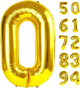 Gold Number Balloon 40 Inch, 0-9 Number Balloons, 10 20 30 40 50 Numbers Balloon Birthday Decorations, Gold Party Supplies for Women Men Accessory