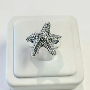 Sterling Silver 925 Starfish Lightweight Hollow  Ring Electroform Jewelry