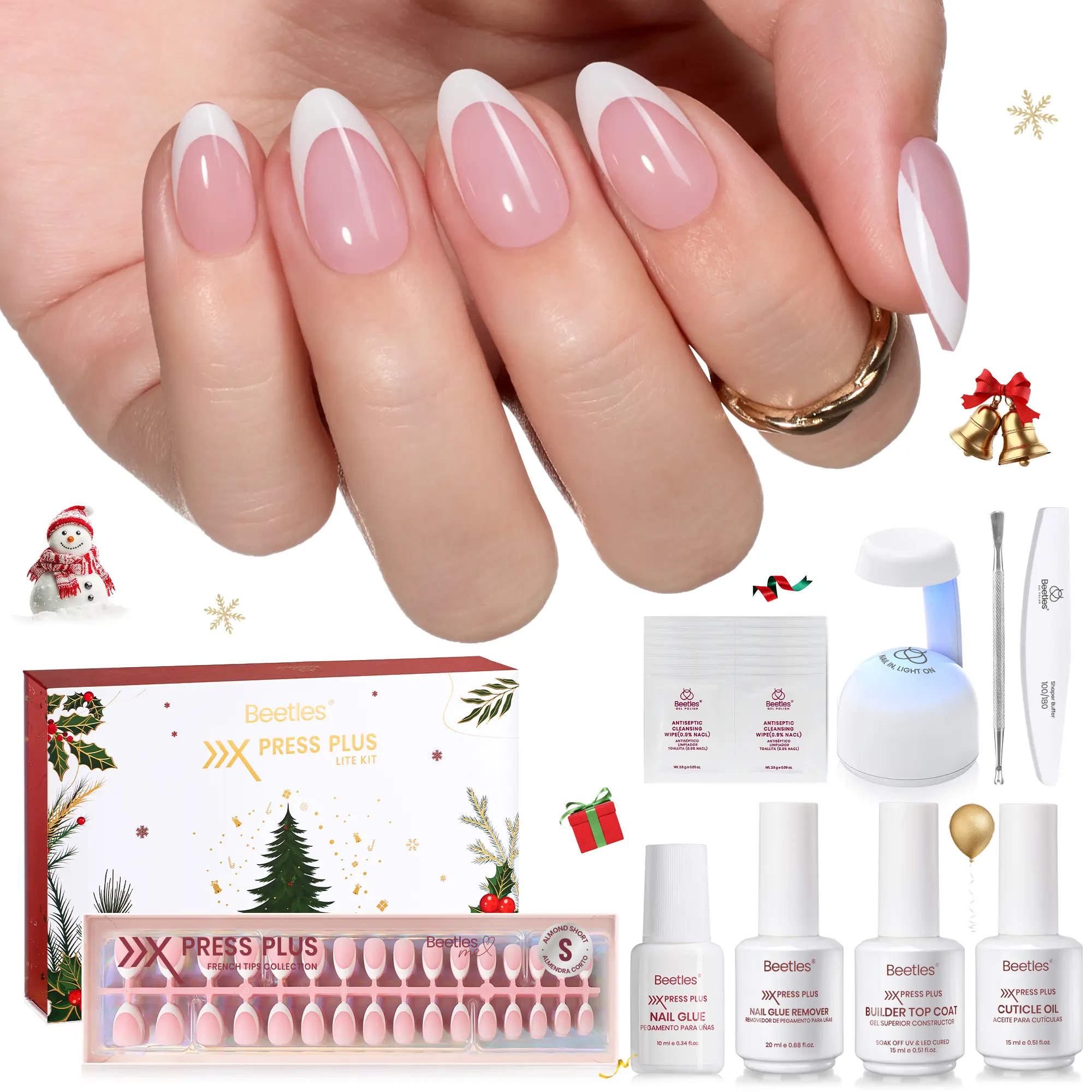 Short Almond【Pink】16Sizes 224Pcs Chrismas Kit