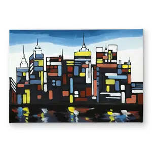 Begin Home Decor CODM1724YYXBY4 17 x 24 in. Colorful Skyline - Bedroom Black Indoor & Outdoor Door Mat