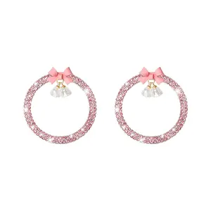 Billovcc Sparkle Rhinestone Bow Car Start Stop Button Ring 2pcs Glam Auto Accessories for Women Crystal Ignition Decor Gift Ideas