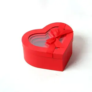 Heart Gift Box Set with Transparent Lid, Satin Ribbon Bow Decor, Perfect for Christmas, Valentine's Day, Mother's Day, Wedding, Birthday Party