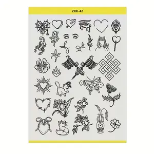 1 Roll, Tattoo Transfer Paper Stickers - Pre-Drawn Floral & Line Art Designs for Tattoo Artists, Reusable Temporary Tattoo Stickers with Intricate Patterns  - No Inkjet Needed, Easy Application for Body Art, Tattoo Supplies, Tattoo Stencil