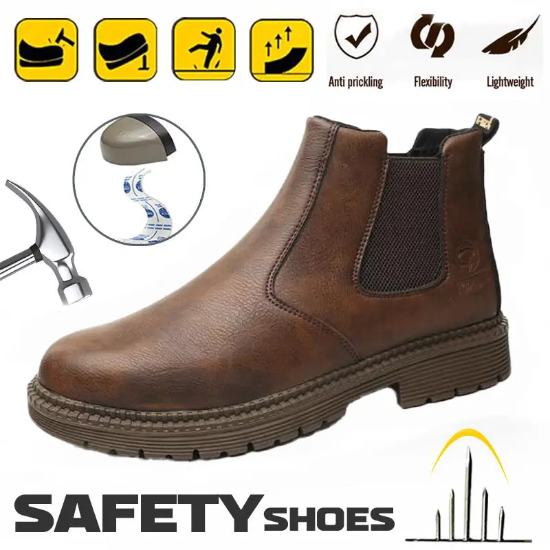 Women's Closed Work & Safety Footwear - Triple Defense Worker Boots for Construction, Water Resistant, Smash-Proof, Puncture-Proof, Anti-Prickling, Breathable, Flexible, Lightweight, Chic, Slip On, Walking Shoes, Daily Wear, Shoe, Metatarsal Guard, Stripe