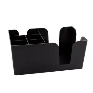 BarConic® 6-Compartment Plastic Bar Caddy, Black Home Organiser for Home Supplies Storage