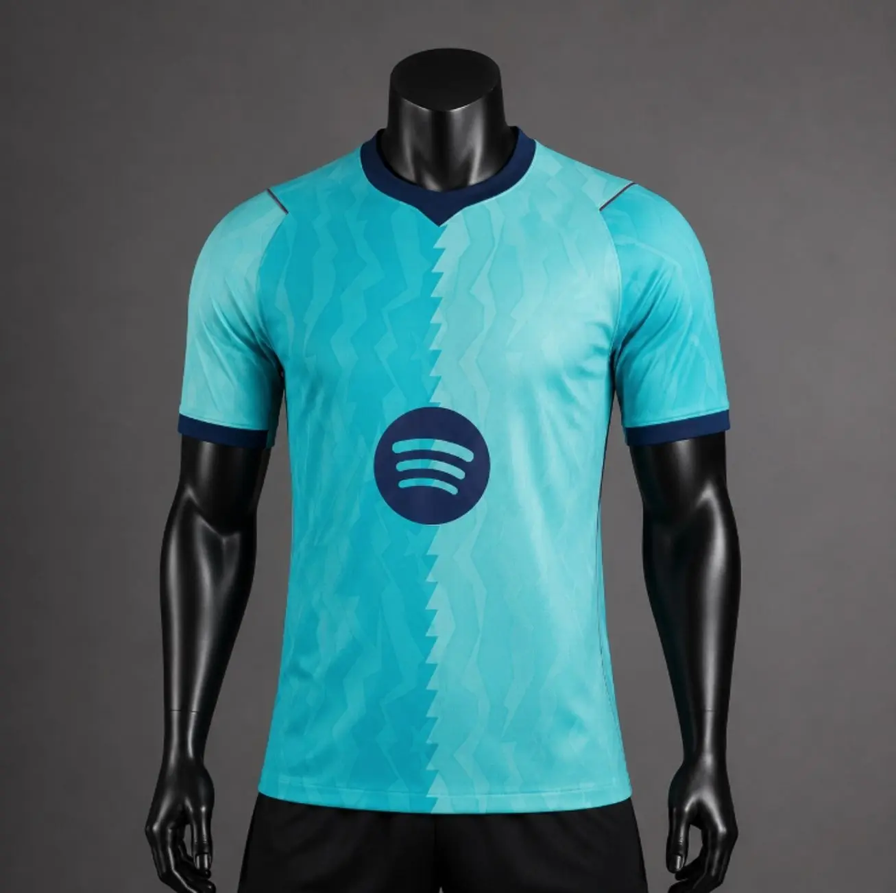 [FULL LOGO] 2026-27 Mint Green Soccer Jersey, Split Color Football Shirt, Loyal Blue V-Neck Collar, Short Sleeve Third Style Fan Jersey, Premium Sportswear Top for Men & Women