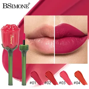 Bsimone Romantic Rose Matte Lip Gloss, Waterproof Long-Lasting, Creamy Texture, Perfect for Parties and Daily Use, Festival Makeup Essential