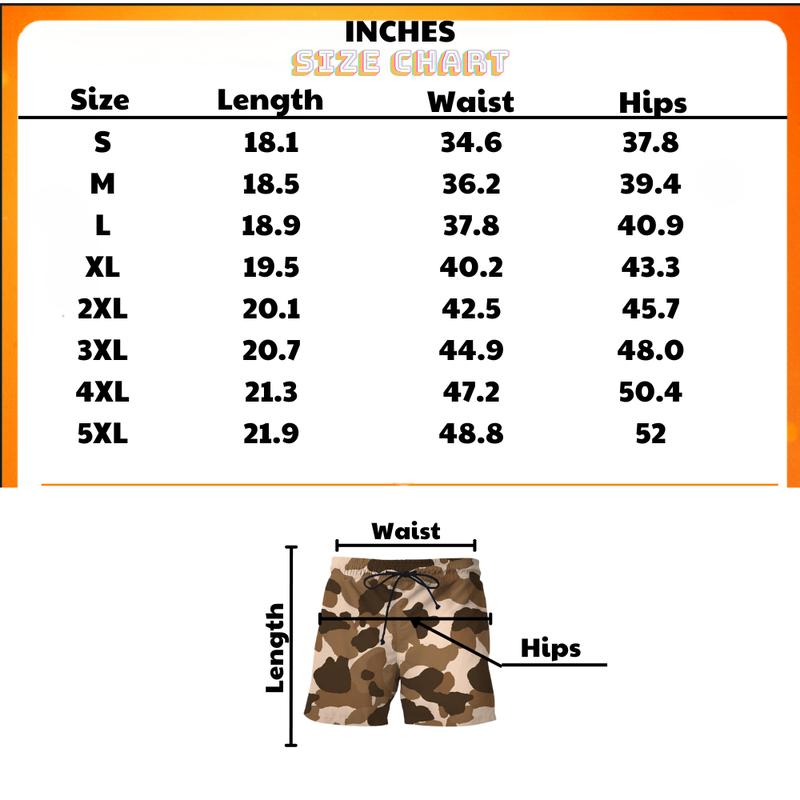 Men’s Desert Camo Swim Shorts – Hawaiian Beach Party Quick-Dry Trunks | Retro Brown Camo Summer Streetwear