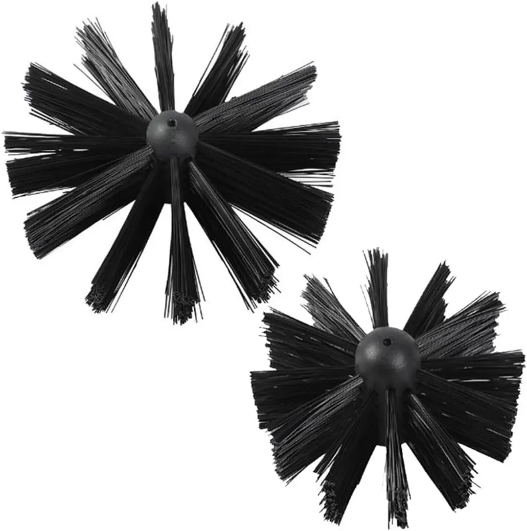 Durable Chimney Washing Brush Kit, Fireplace & Dryer Vent Cleaning Supplies with 5.9in & 3.9in Brush Heads, 5/16 Screw Thread Attachment