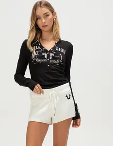 TRUE RELIGION Embroidered Sweater Womens Shorts