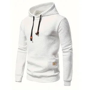 Men's casual waffle knit hooded sweatshirt, a soft and stylish hooded sweatshirt suitable for spring and autumn wear, plus size