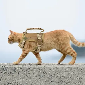 PETRAVEL Tactical Cat Harness Adjustable Puppy Vest for Military Small Dogs with Control Handle Walking Training Cat Accessories Breakaway Padded Quick Release Nylon Material