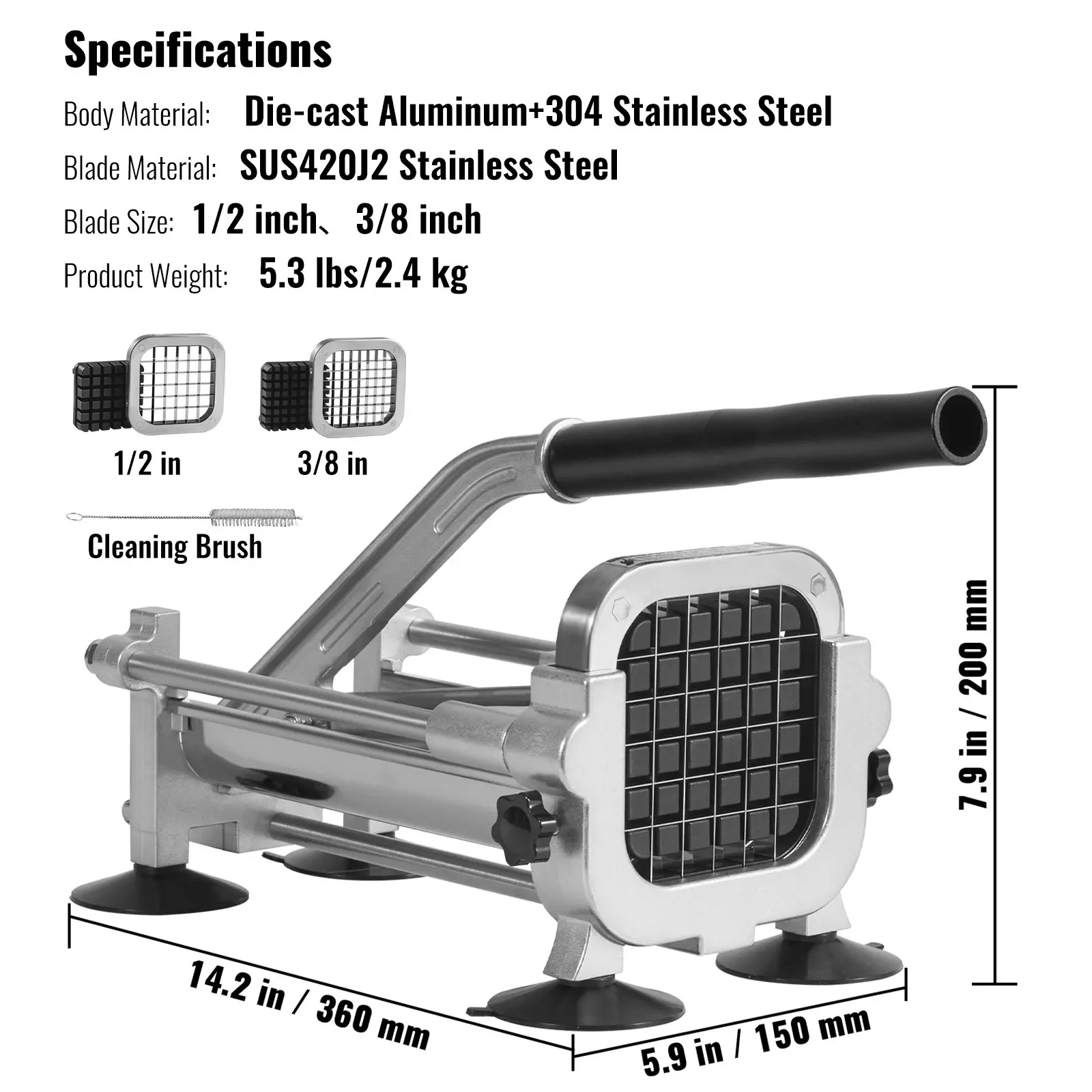 1/2 inch + 3/8 inch--Stainless steel