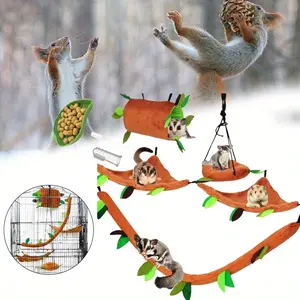 8 Pcs Sugar Glider Supplies Cage Accessories Hammock Set Hanging Bed Hideout for Small Animal Pets Hamster Guinea Pig Squirrel Gerbils Hiding Spot