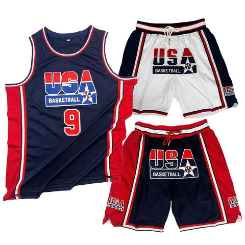 Men's 1992 Barcelona Retro #9 Polyester Sleeveless Loose Athletic Tops Sports Jersey Set - 1992 Era Look, Retro #9 Style, Breathable, American Sizes S to 3XL, Customizable, Hand Wash Only, Hip-Hop Academy Ready, Outdoor Training Use