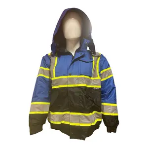 Unisex Royal Blue Hi-Viz Bomber Jacket for Work and Safety - Coats, Menswear