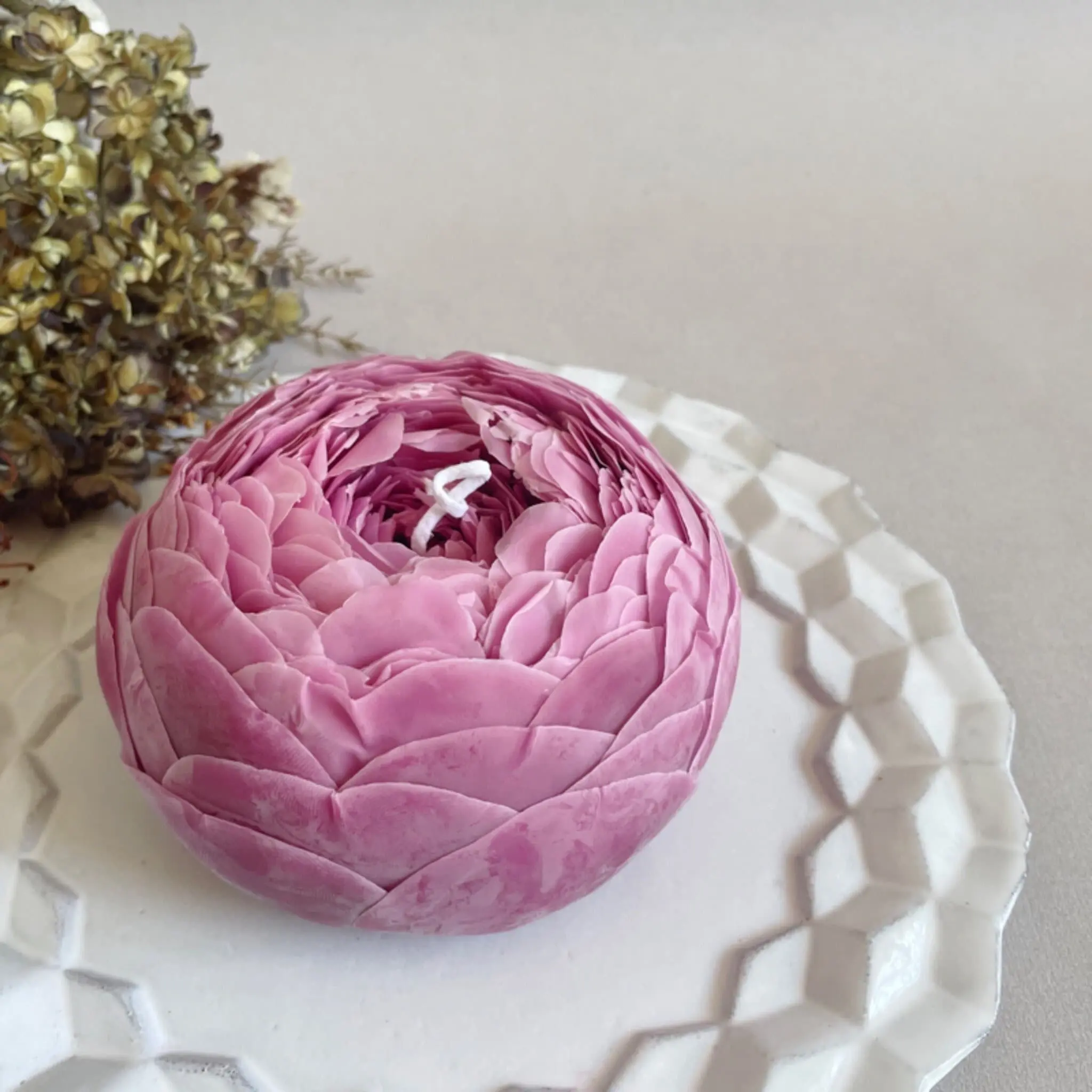 Handcrafted Floral Candles, Floral Candles, Novelty Candles, Exquisite Candles Beeswax Scented Candles Peony Flower Large Candle Cake Topper