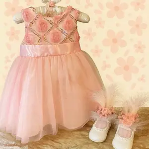 Rare Editions Blushing Rose Handcrafted Keepsake Dress Centerpiece for Baby Shower or Little Girls Celebration with Pink Tulle Skirt and Floral Embellishments