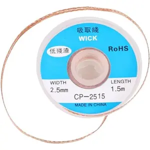 Solder Wicks, No-Clean Solder Braided Wicks Desoldering Wicks Solder Copper Wire , 2.5mm Width, 1.5 Meters Length, Roll of 1