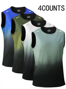 Men's Sporty Fitted Tank Top, Sport Vests, All Seasons Wearable, Ombre Pattern, Casual Style, Comfortable and Versatile, Perfect for Daily Use