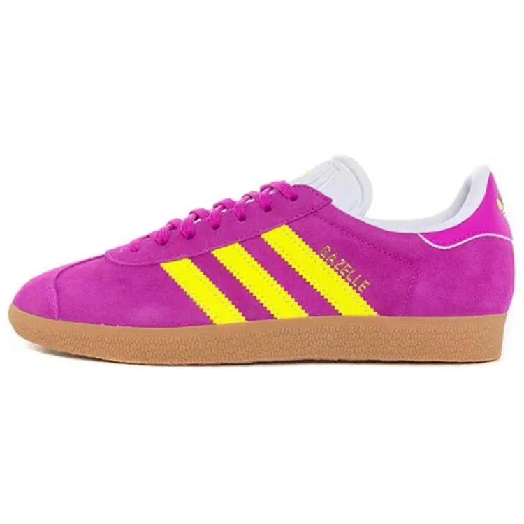Adidas Women's Gazelle 'Purple Burst Solar Yellow' Suede Lifestyle Sneaker - Female Low Profile Design with Bold Colors and Gum Sole, Everyday Wear