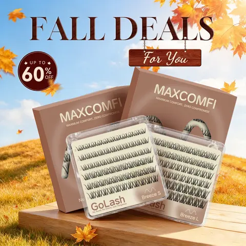 Maxcomfi Glueless Cluster Lashes, BASF Fiber Peel & Wear Extensions, 0.05 mm Doll-Style, Hypoallergenic, Waterproof, Easy-Stick, Soft Lightweight, All Eye Shapes Fit (Beauty & Personal Care, Makeup, False Eyelashes & Adhesives)