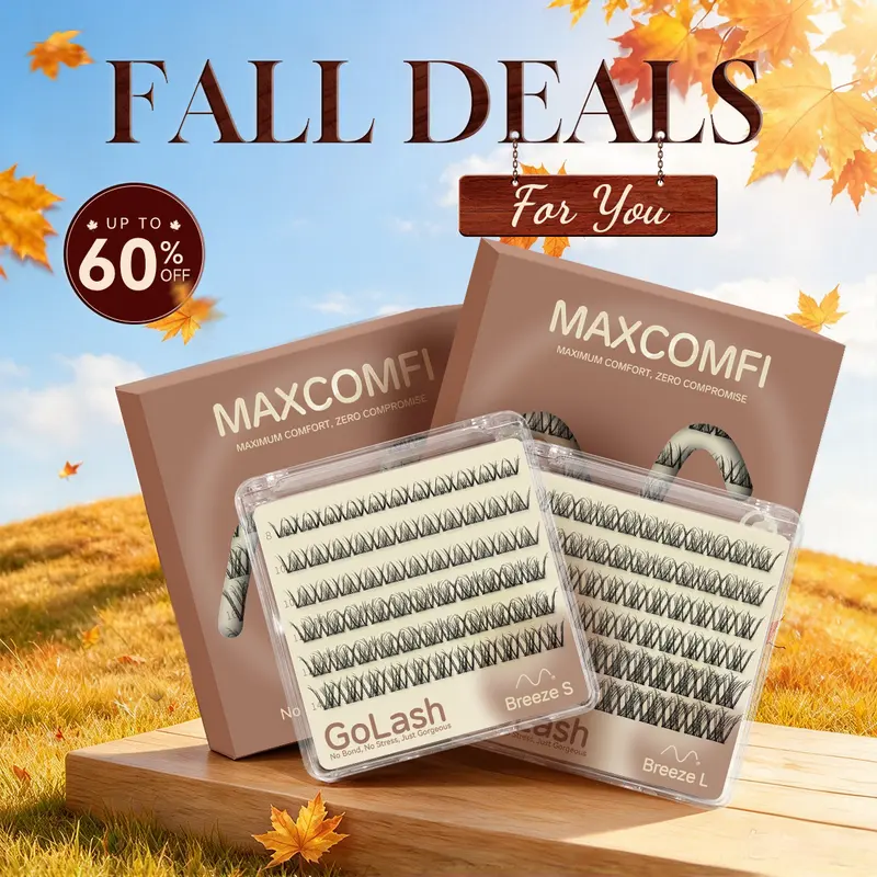 Maxcomfi Glueless Cluster Lashes, BASF Fiber Peel & Wear Extensions, 0.05 mm Doll-Style, Hypoallergenic, Waterproof, Easy-Stick, Soft Lightweight, All Eye Shapes Fit (Beauty & Personal Care, Makeup, False Eyelashes & Adhesives)