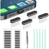 Aluminum+Plastic 4-Pack Universal USB-C Port Protectors with Acrylic Dustproof All-Purpose Covers, Moisture Shield, Easy Installation & Removal for iPhone 15-16, Samsung Galaxy S24-S20/Note/A Series & USB-C Devices