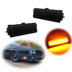 2pcs For 1981 1982 1983 1984 1985 1986 1987 1988 Chevy Monte Carlo SS Smoke Full LED Amber Front Side Marker lamps Lights,Replace OEM 5972205