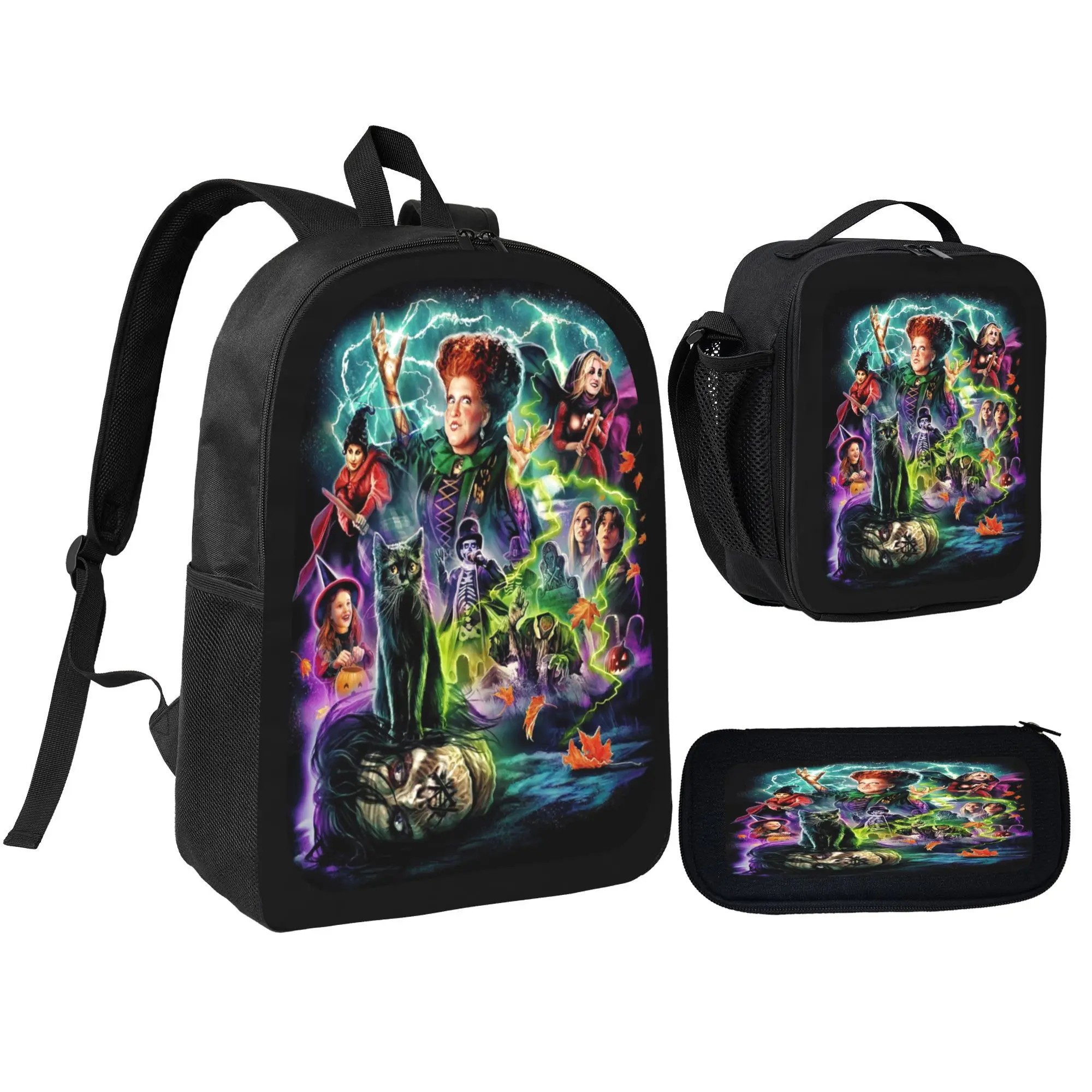 3PCS Hocus Pocus backpack Game Backpack Daypack Gaming Shoulder Bag Leisure Travel Adjustable Strap Backpacks 17in